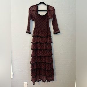 AMY JANE LONDON Red & Black Luna Tulle Maxi Dress